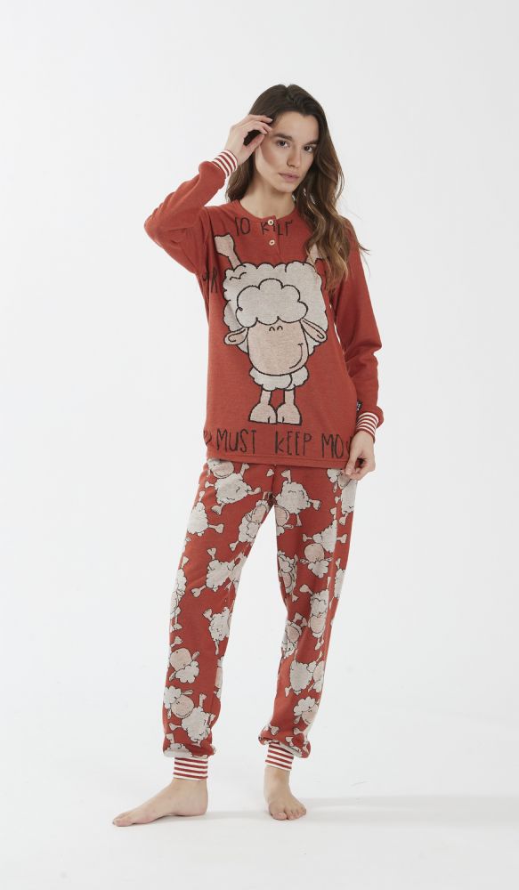 Vacchetti | Pigiama Donna Serafino Con Polsino Happy People 6109 Punto Milano