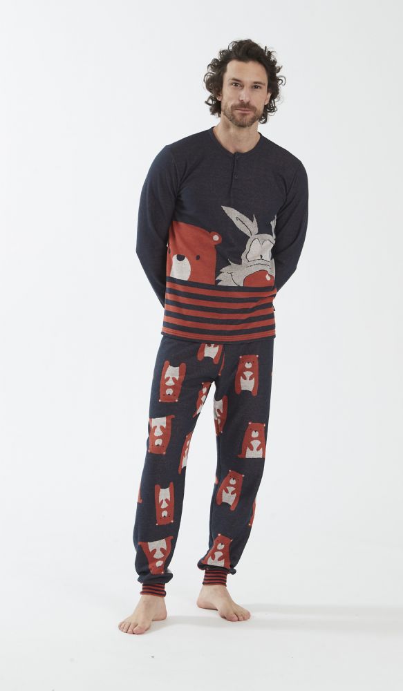 Vacchetti | Pigiama Uomo Serafino Con Polsino Happy People 6113 Punto Milano