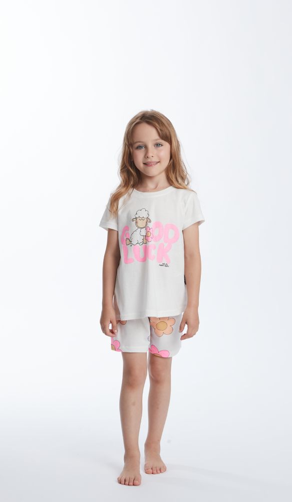 Vacchetti | Pigiama Ragazza Corto Girocollo Happy People 6234/2 Cotone Jersey