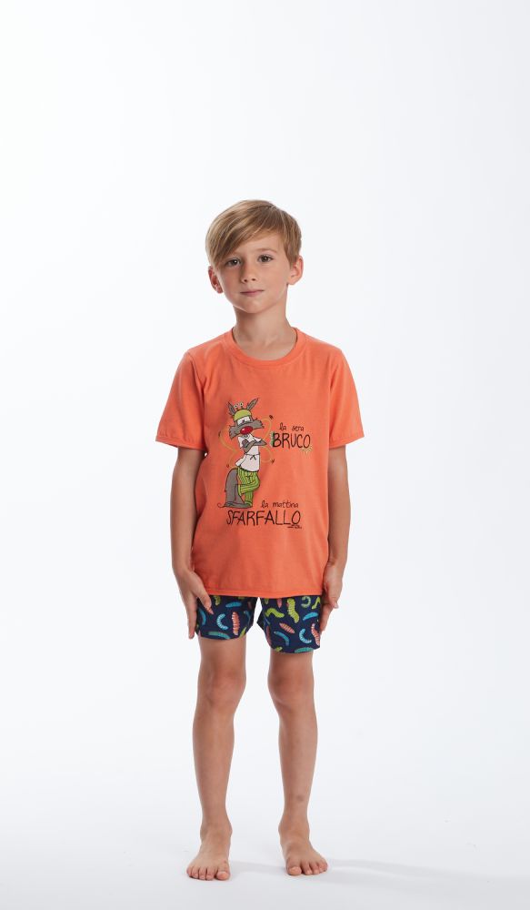 Vacchetti | Pigiama Ragazzo Corto Girocollo Happy People 6243/2 Cotone Jersey