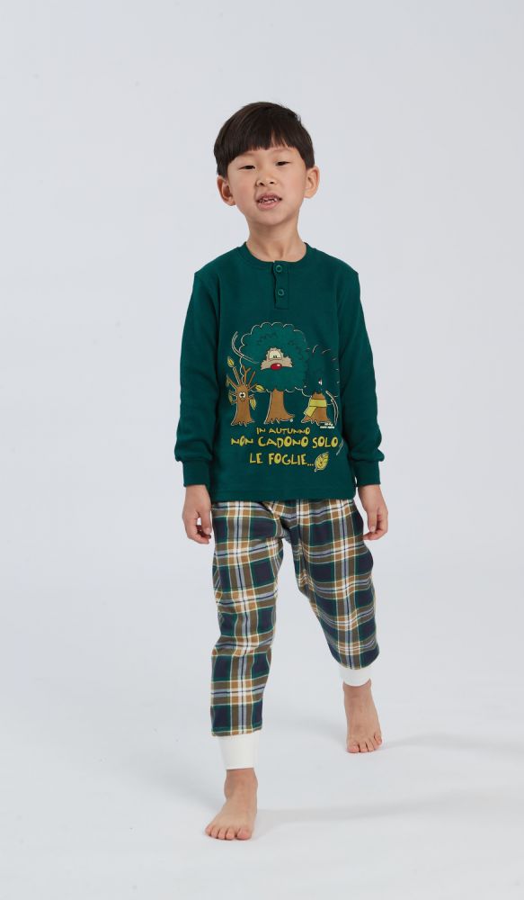 Vacchetti | Pigiama Ragazzo Serafino Fantasia Happy People 6426/2 Caldo Cotone