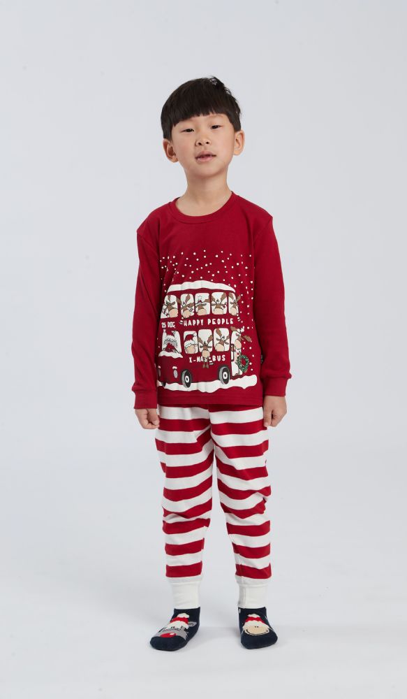 Vacchetti | Pigiama Ragazzo Girocollo Con Polsino Fantasia Happy People 6494/2 Caldo Cotone