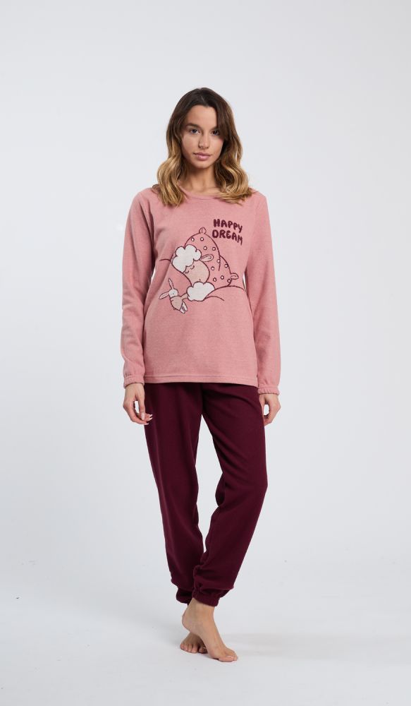 Vacchetti | Pigiama Donna Serafino Con Polsino Fantasia Happy People 6819 Punto Milano