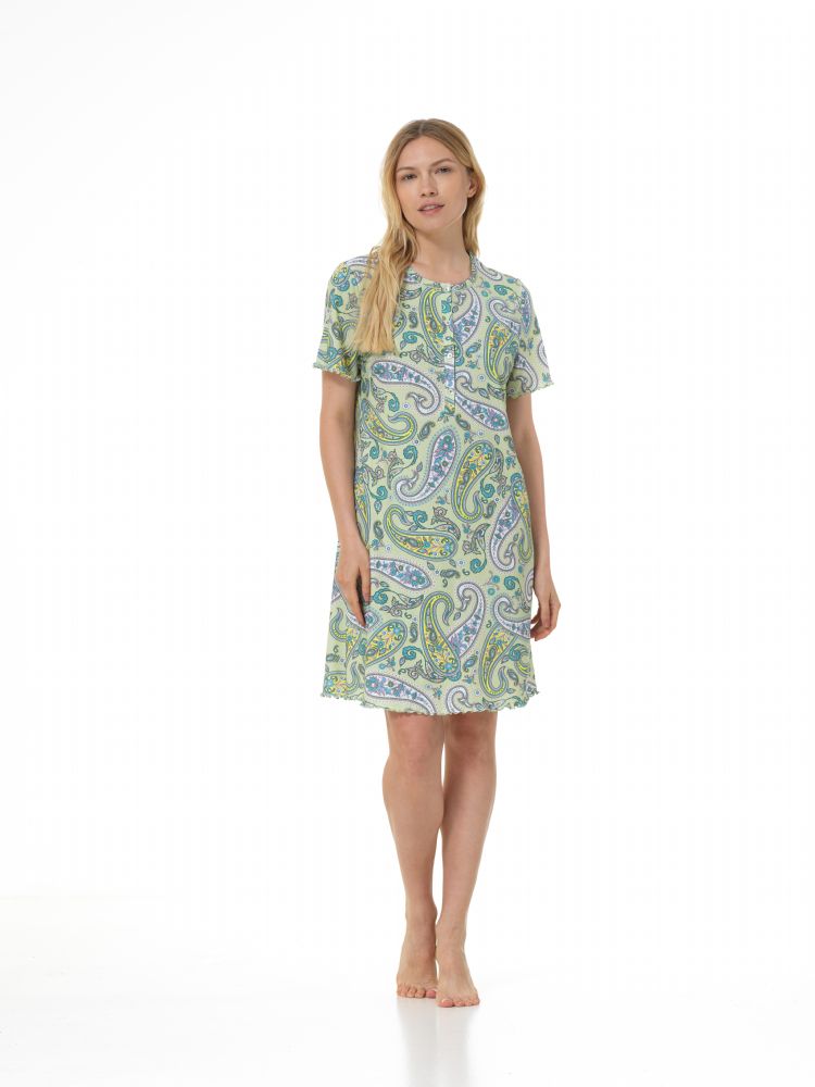 Vacchetti | Camicia Da Notte Donna Manica Corta Serafino 75069 Cotone Jersey