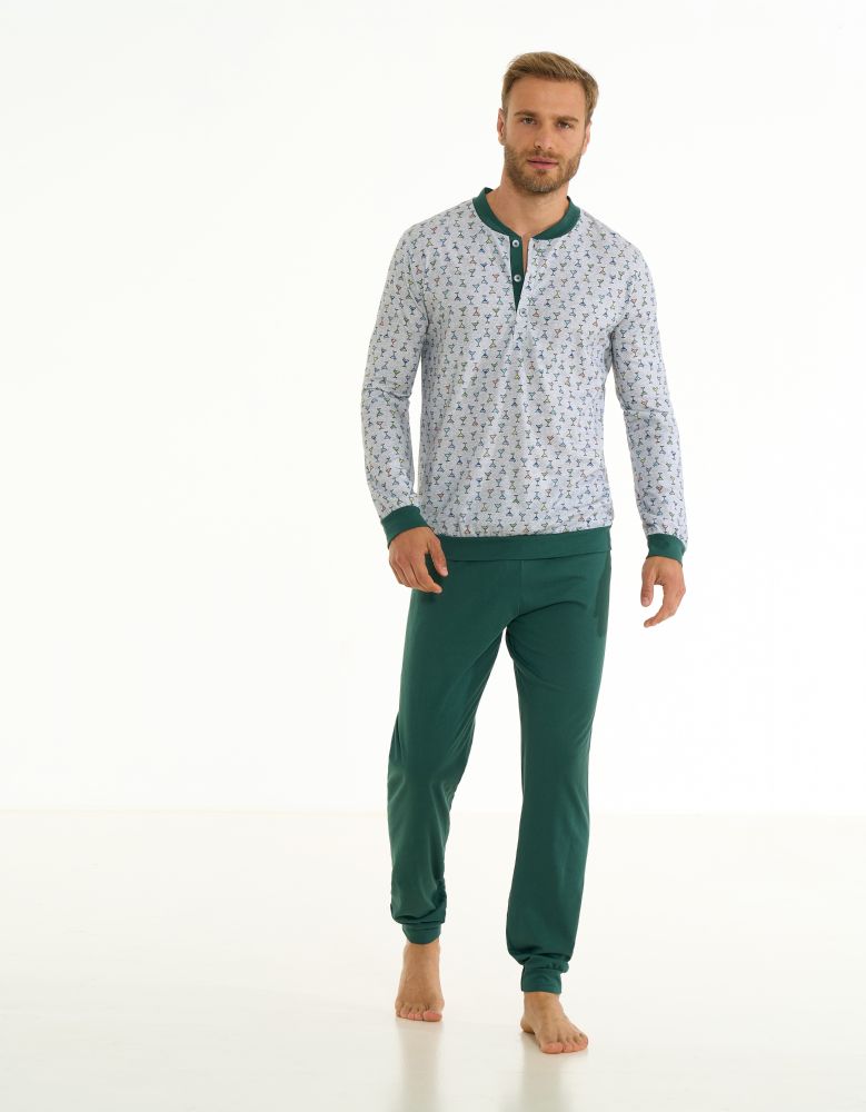 Vacchetti | Pigiama Uomo Serafino Con Polsino 75134 Cotone Jersey
