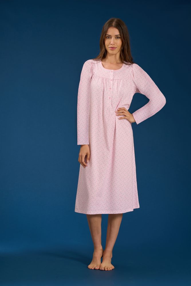 Vacchetti | Camicia Da Notte Serafino Con Raglan Fantasia 75175 Cotone Jersey