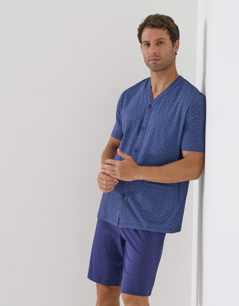 Vacchetti | Pigiama Uomo Corto Aperto Fantasia 75351 Cotone Jersey
