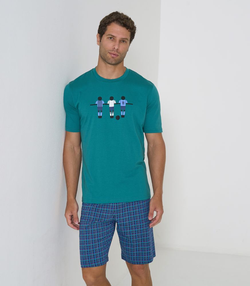 Vacchetti | Pigiama Uomo Corto Serafino Fantasia 75357 Cotone Jersey
