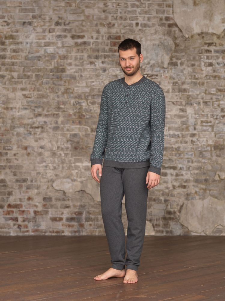 Vacchetti | Pigiama Uomo Aperto 77893 Punto Milano Jacquard