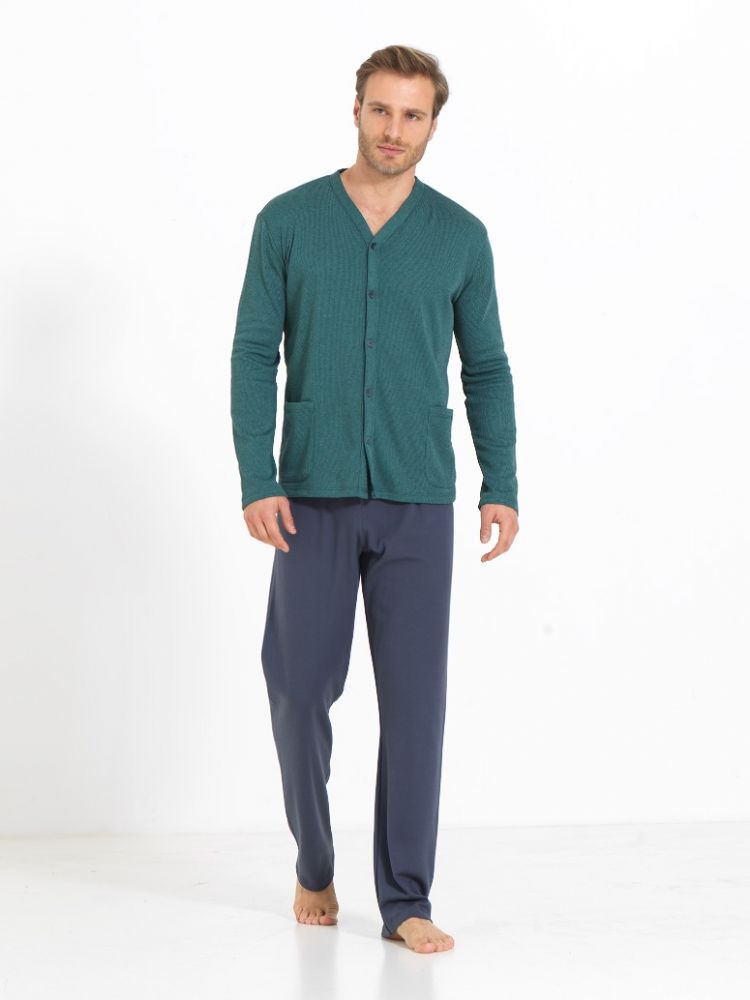 Vacchetti | Pigiama Uomo Aperto 77991 Punto Milano Tintofilo