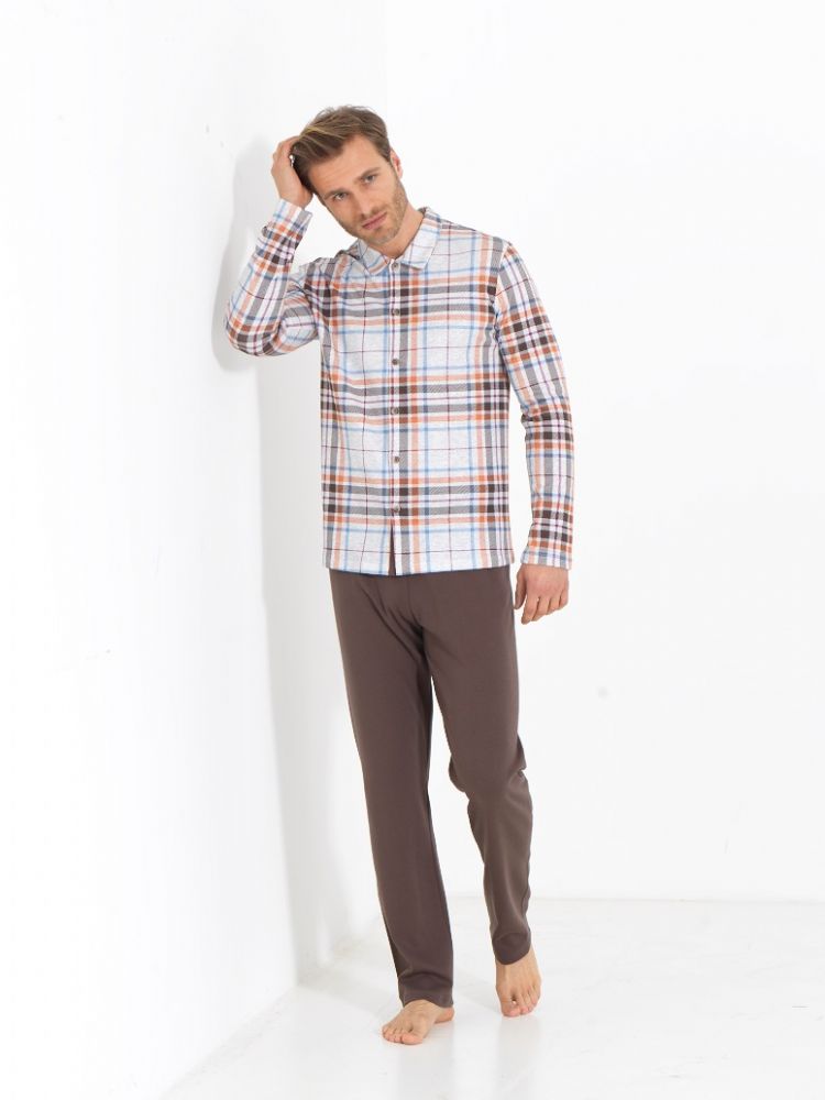Vacchetti | Pigiama Uomo Aperto 92041 Caldo Cotone