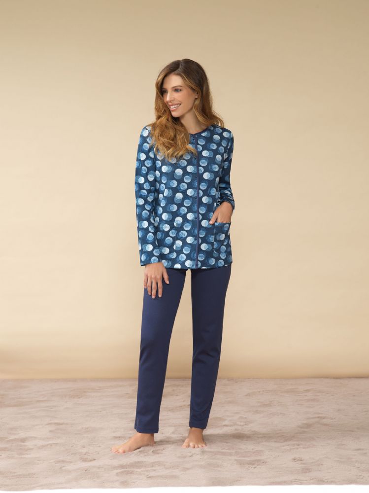 Vacchetti | Pigiama Aperto Donna 92872 Caldo Cotone