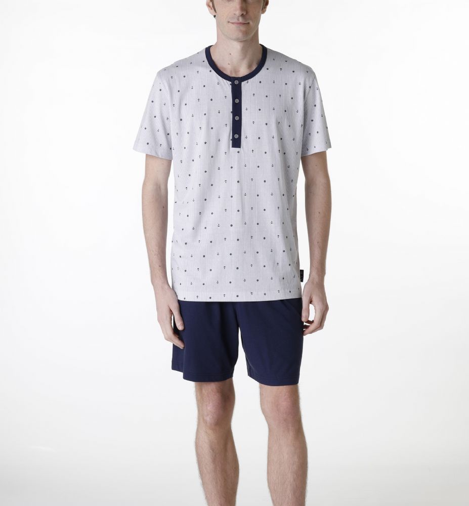 Vacchetti | Pigiama Uomo Corto Serafino Fantasia L0D6L Cotone Jersey