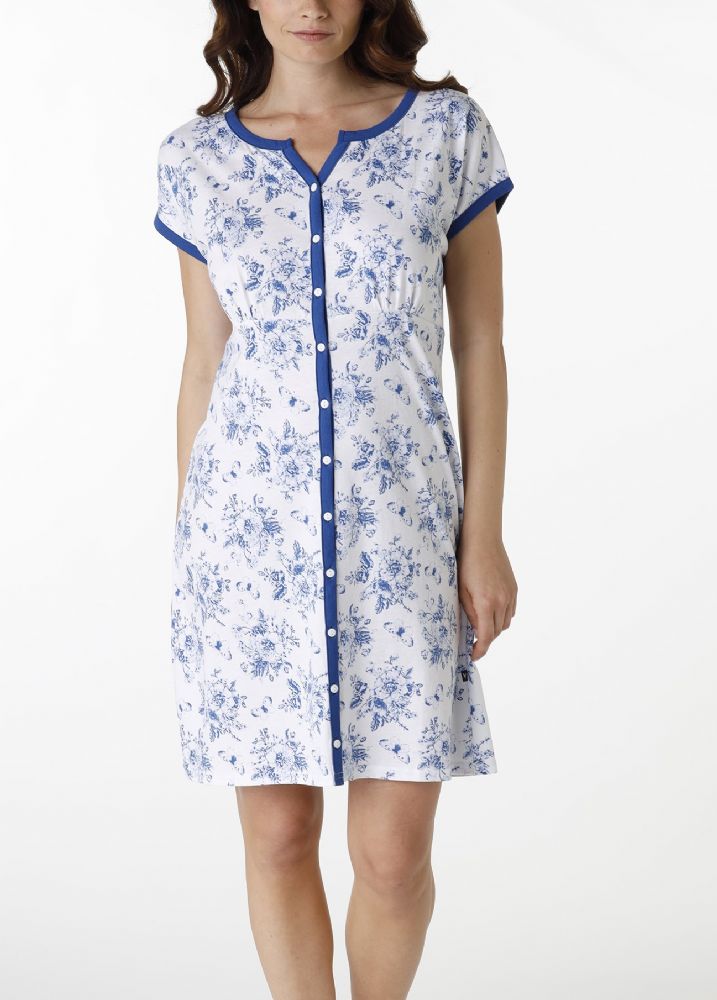 Vacchetti | Camicia Da Notte Aperta Mezza Manica Fantasia L0DWM Cotone Jersey