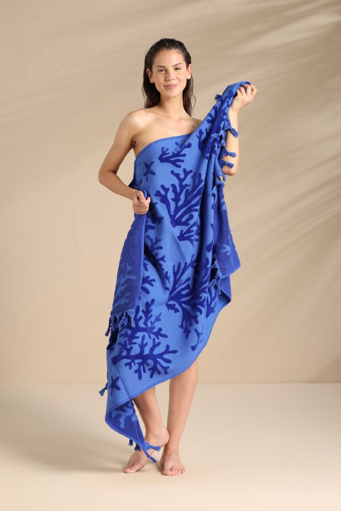 Vacchetti | Telo Mare Con Inserti In Velour AE00523 Spugna Di Cotone