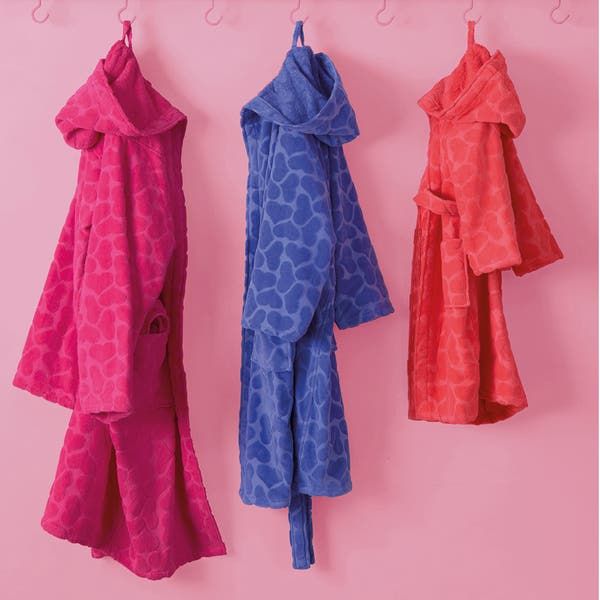 Vacchetti | Accappatoio Con Cappuccio Fantasia Junior Batticuore Spugna Cimata Di Cotone