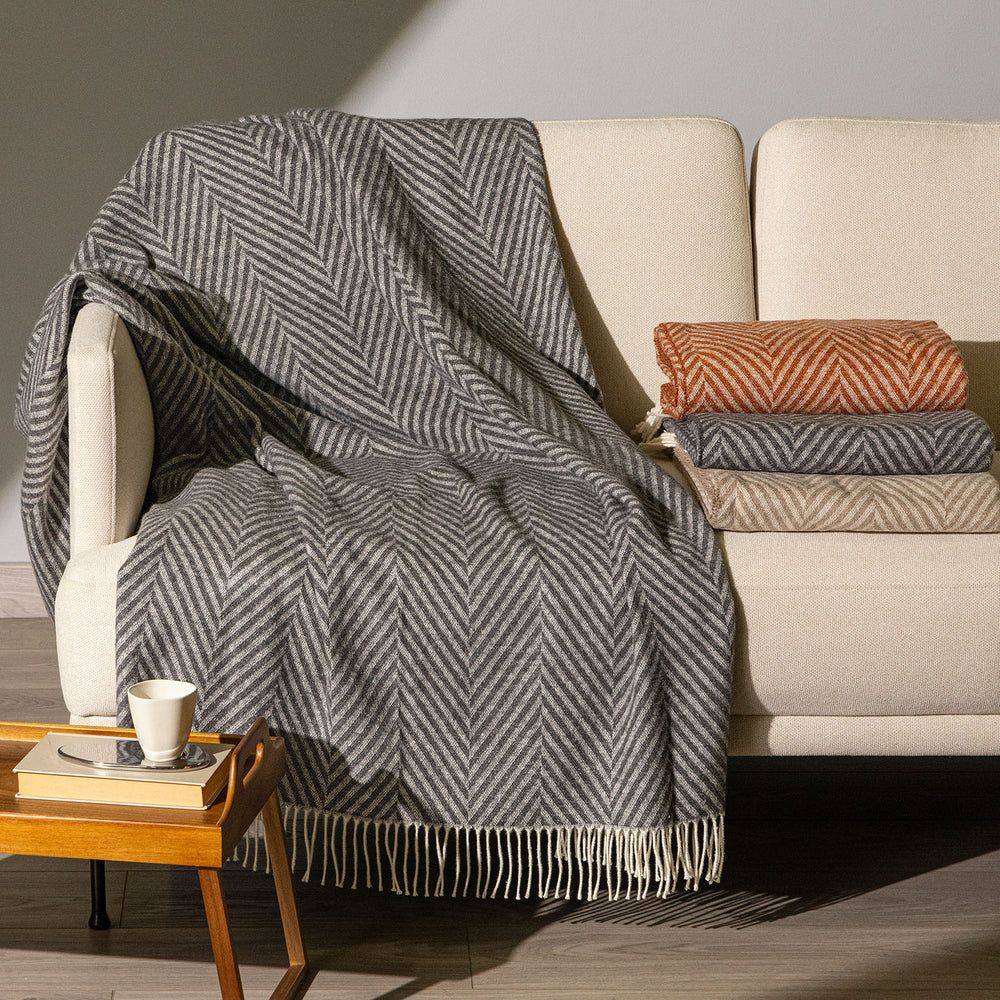Vacchetti | Plaid Con Frange 130 x 170 Fantasia Chalet Misto Cotone