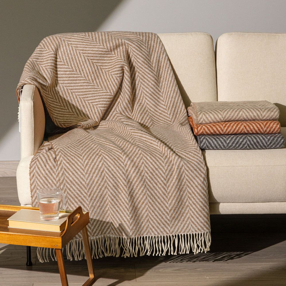 Vacchetti | Plaid Con Frange 130 x 170 Fantasia Chalet Misto Cotone