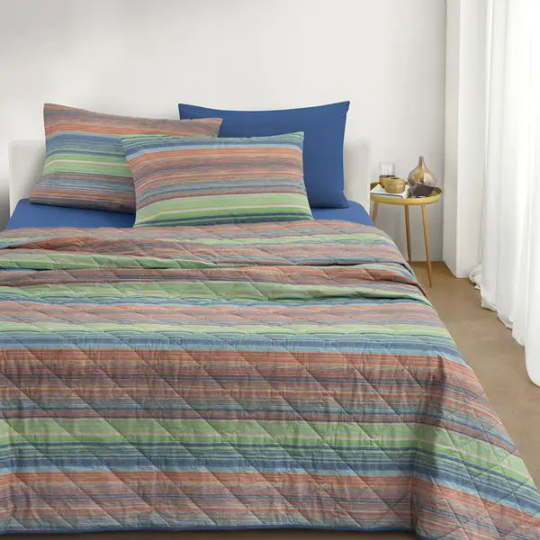 Vacchetti | Copriletto Trapuntato Quilt 2 Piazze Fantasia Chromo Multicolor Cotone