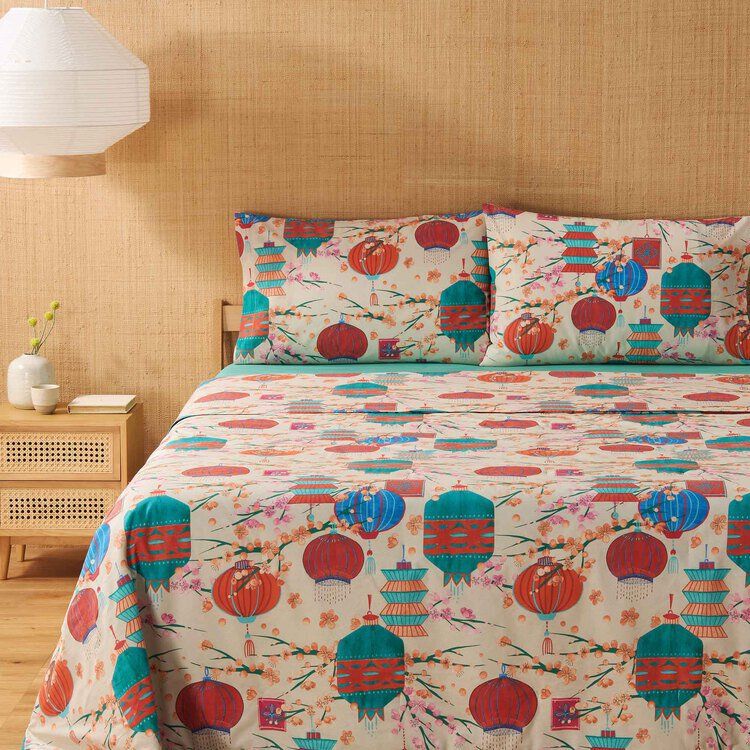 Vacchetti | Completo Lenzuolo 1 Piazza E Mezza Maxi Fantasia Life Kyoto Cotone