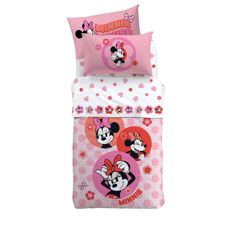 Vacchetti | Completo Lenzuolo 1 Piazza Fantasia Disney Minnie Flowers Cotone