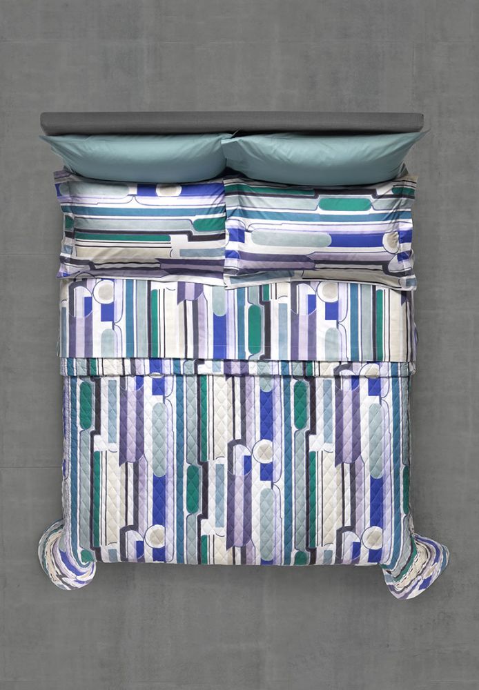 Vacchetti | Copriletto Trapuntato Quilt 2 Piazze Crazy Stripe Cotone Percalle 