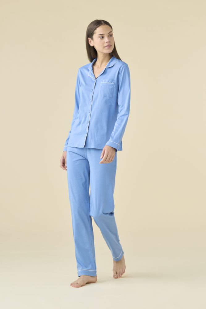 Vacchetti | Pigiama Donna Aperto Tinta Unita FA9501/03PB Cotone Jersey