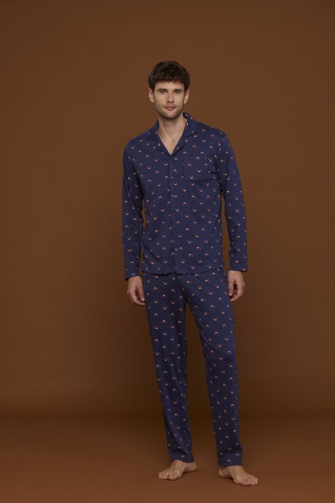 Vacchetti | Pigiama Uomo Aperto FC2736AB Caldo Cotone