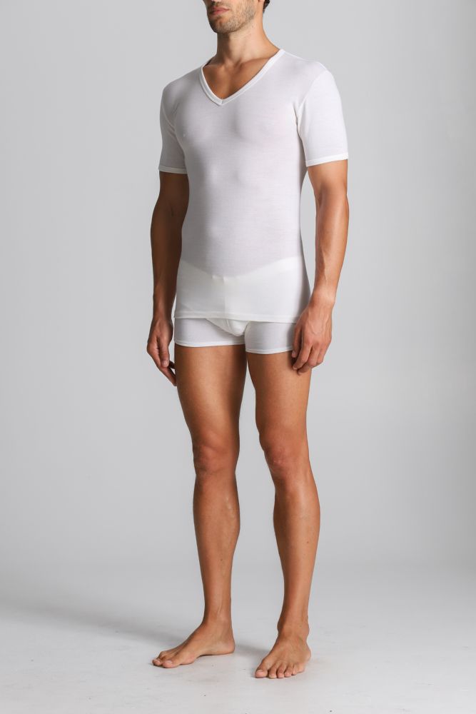 Vacchetti | T Shirt Uomo Mezza Manica Scollo V FNM012 Lana/Cotone