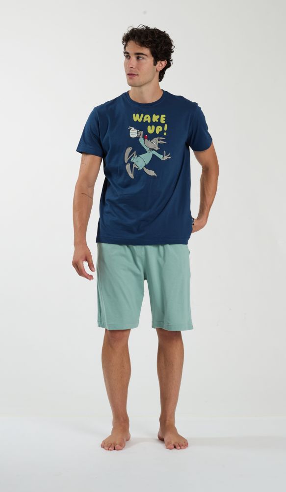 Vacchetti | Pigiama Uomo Girocollo Corto Fantasia Happy People 6918 Cotone Jersey