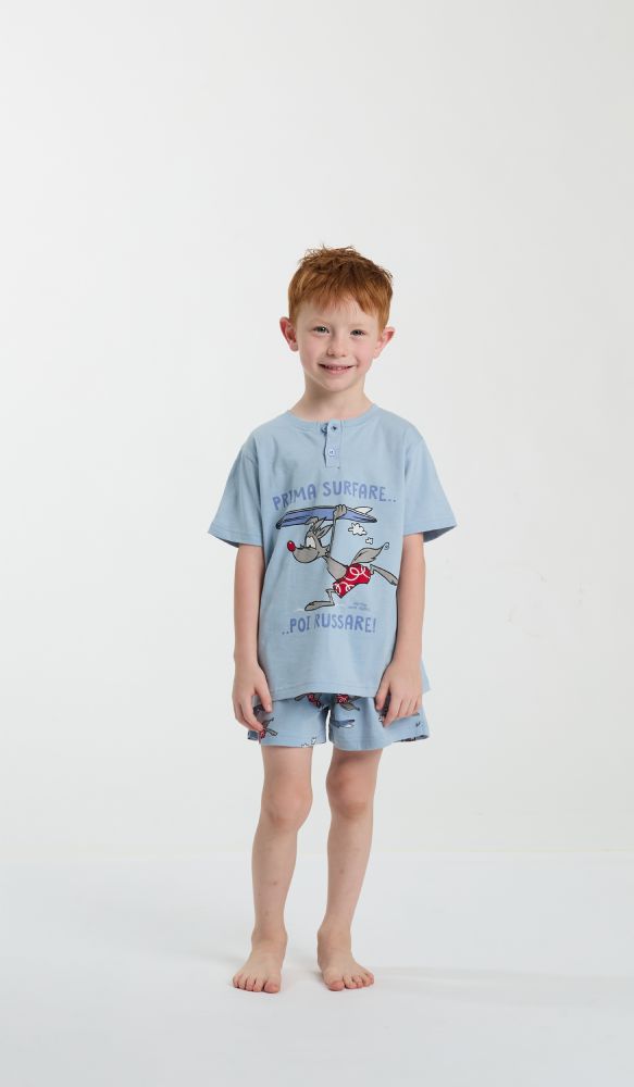 Vacchetti | Pigiama Bambino Serafino Corto Fantasia Happy People 6958 Cotone Jersey