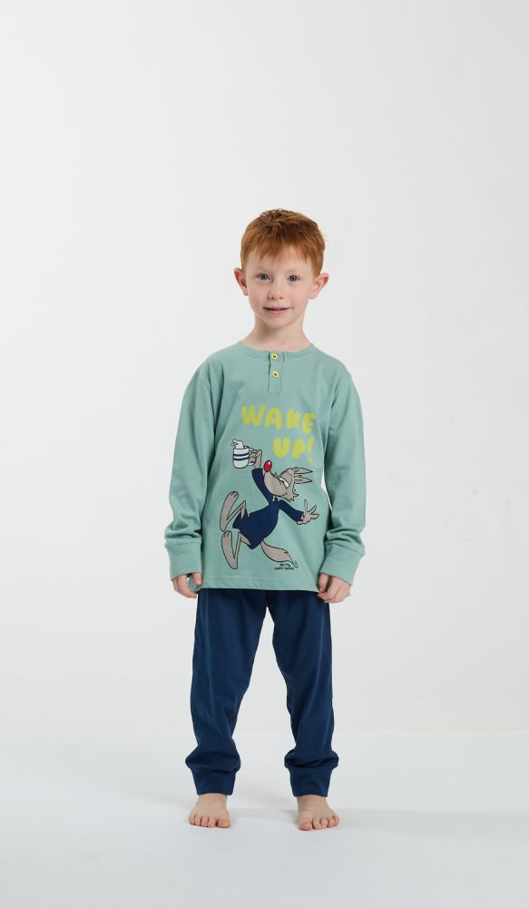 Vacchetti | Pigiama Ragazzo Serafino Con Polsino Fantasia Happy People 6921/2 Cotone Jersey