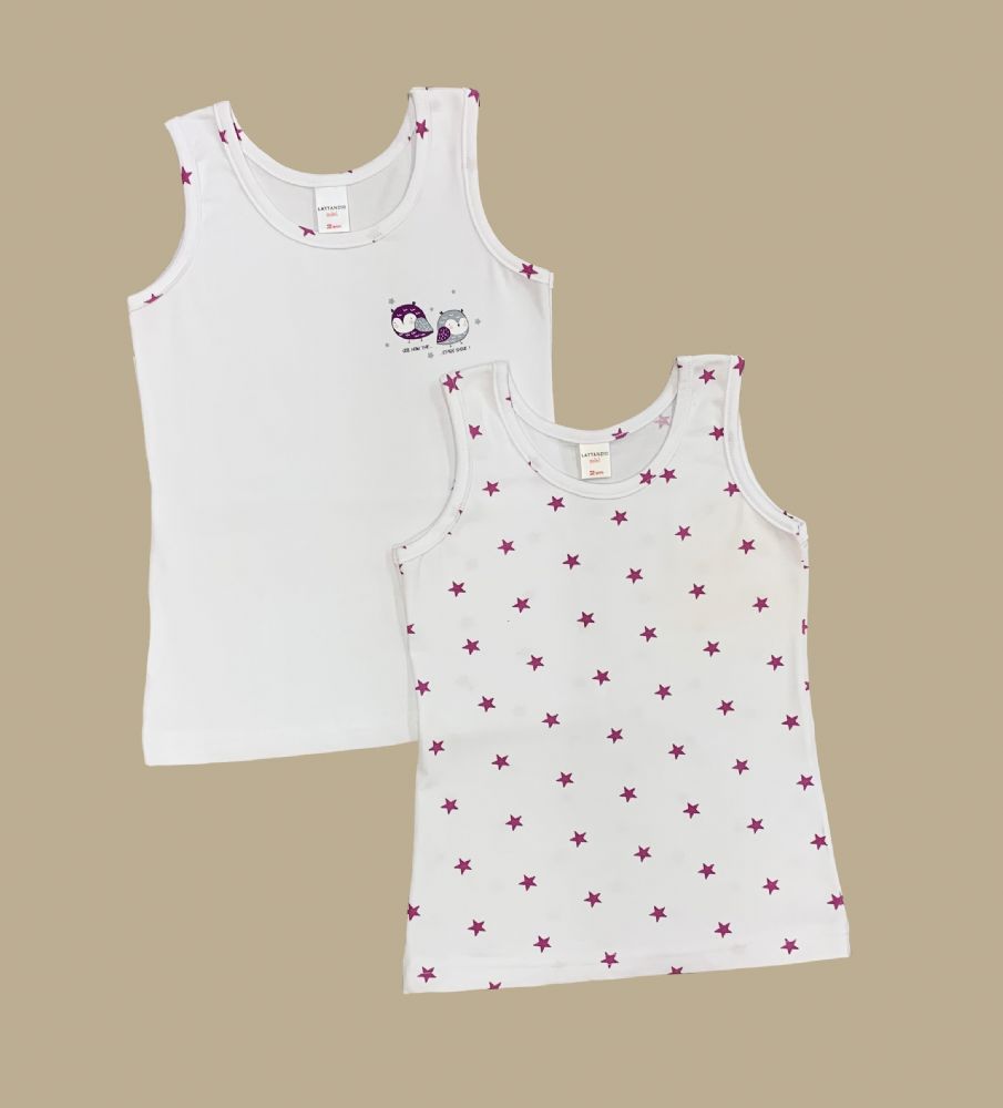 Vacchetti | 2 Canottiere Spalla Larga Bambina 35513/02 Cotone Elasticizzato