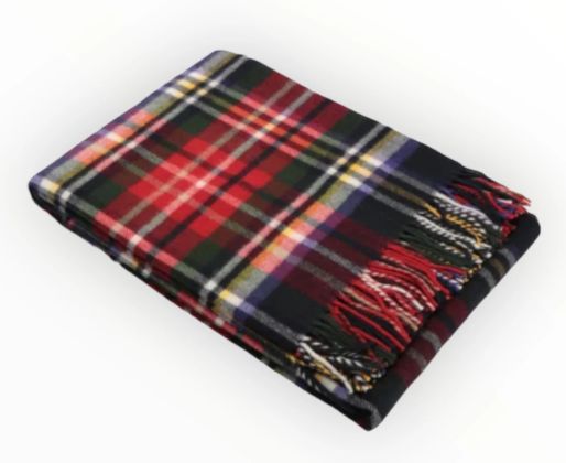 Vacchetti | Plaid 1 Piazza Con Frange Fantasia Sky Lana Merino