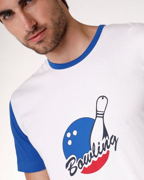 Vacchetti | Pigiama Uomo Corto Girocollo con Stampa Bowling L0CSU Puro cotone jersey
