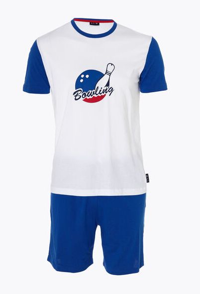 Vacchetti | Pigiama Uomo Corto Girocollo con Stampa Bowling L0CSU Puro cotone jersey