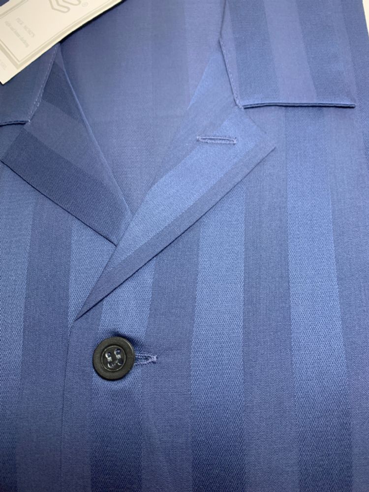 Vacchetti | Pigiama Uomo Aperto Lungo Con Colletto E720 Taglie Conformate Tessuto Cotone Mako'