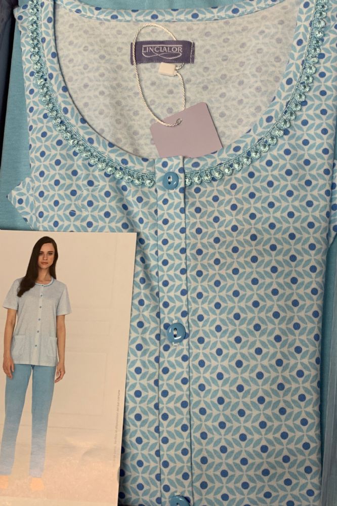 Vacchetti | Pigiama Donna Aperto Maniche Corte Linclalor 74650 Cotone Jersey