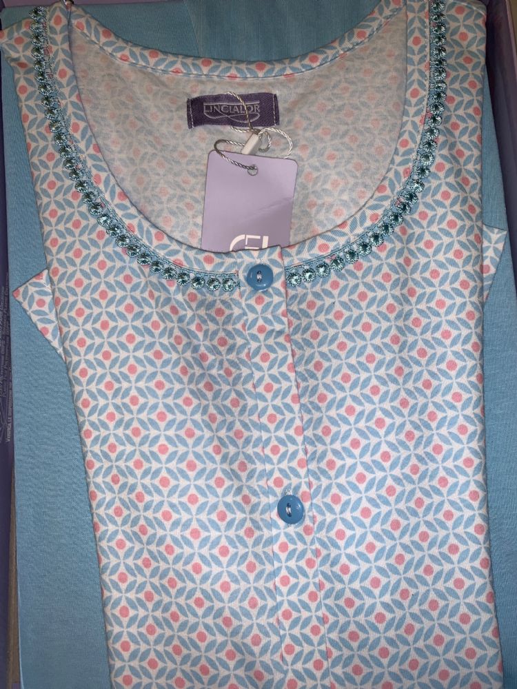 Vacchetti | Pigiama Donna Aperto Maniche Corte Linclalor 74650 Cotone Jersey