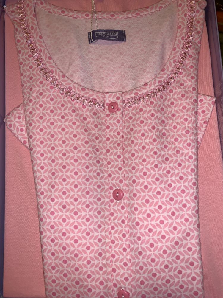 Vacchetti | Pigiama Donna Aperto Maniche Corte Linclalor 74650 Cotone Jersey