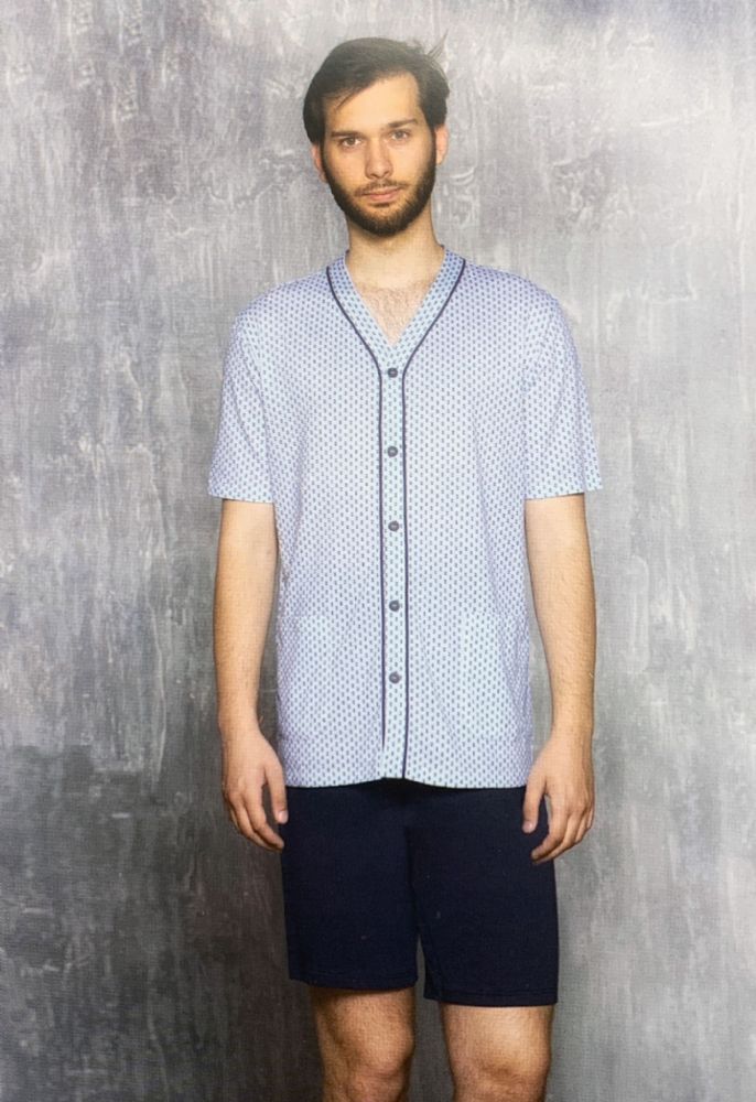 Vacchetti | Pigiama Uomo Corto Aperto Linclalor 74844 Cotone Jersey