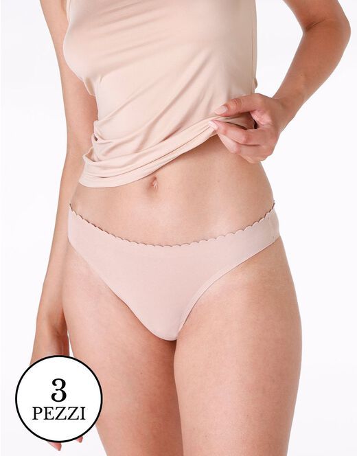 Vacchetti | Tripack Slip Donna Brasiliano Invisibile L0DFR Cotone Elasticizzato