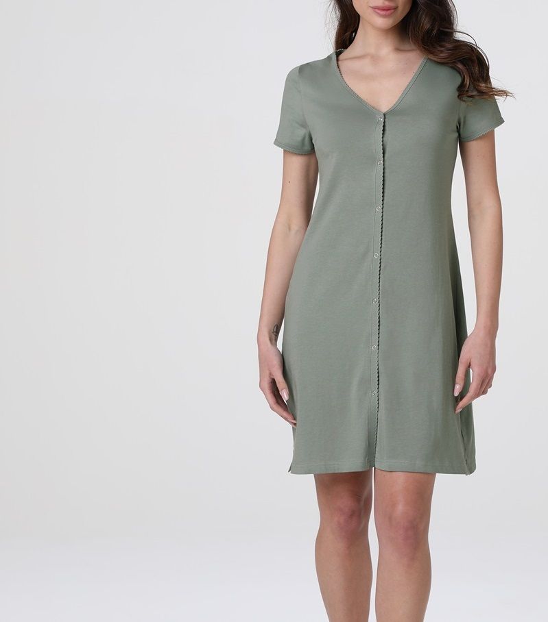 Vacchetti | Camicia Da Notte Donna Aperta Manica Corta L0ETG Cotone Jersey