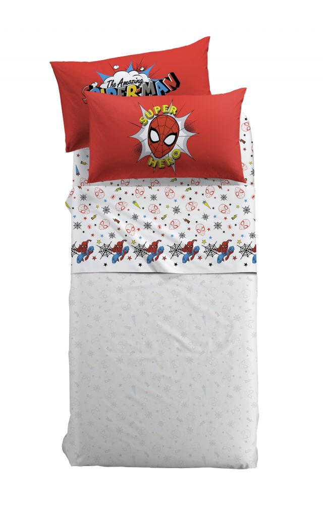 Vacchetti | Completo Lenzuolo 1 Piazza E Mezza Marvel Spiderman Superhero Cotone