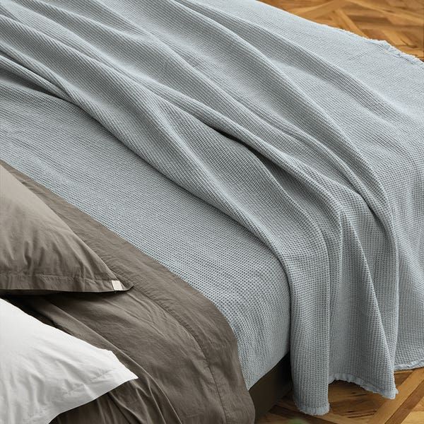 Vacchetti | Copriletto Leggero 2 Piazze Tinta Unita Memoria Cotone Jacquard Nido D'Ape