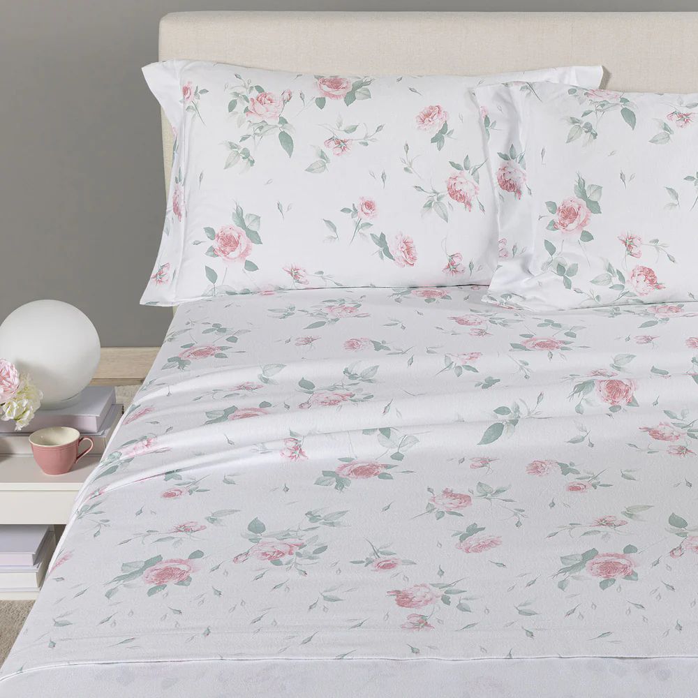 Vacchetti | Completo Lenzuolo 2 Piazze Fantasia Rosa Flanella