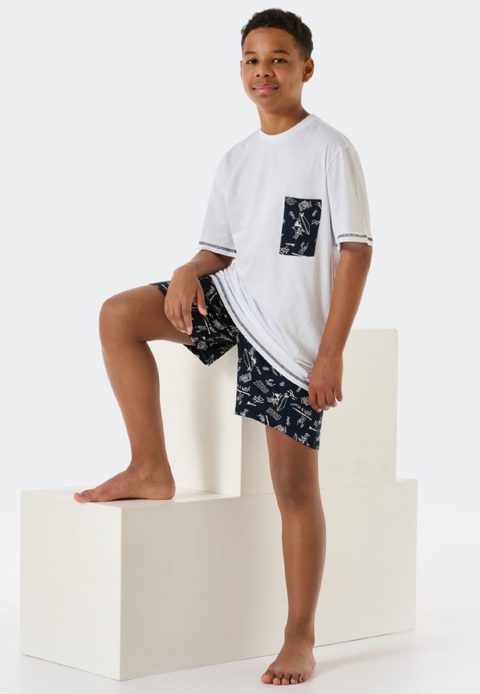 Vacchetti | Pigiama Corto Surf Per Ragazzo In Cotone Biologico Schiesser