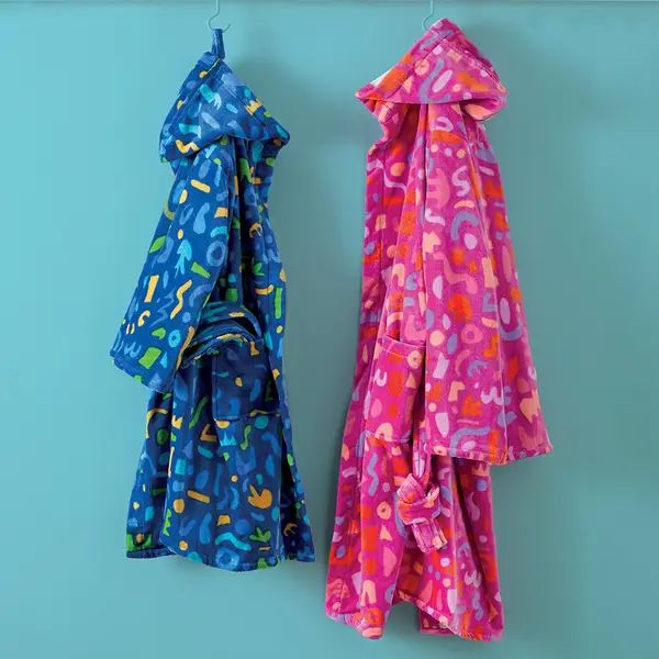 Vacchetti | Accappatoio Baby / Junior Con Cappuccio Fantasia Stamp Spugna Di Cotone