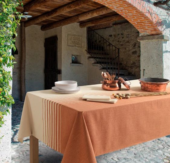 Vacchetti | Servizio Tavola Con Tovaglioli Orizzonte x12 Cotone Panama